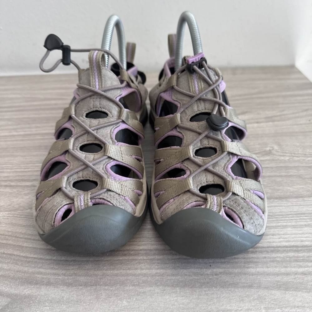 KEEN Whisper Womens  Size 9 Tan Gray Purple Bungee Sport Outdoor Shoes Sandals - Picture 3 of 11